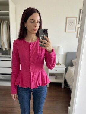 Zara Hot Pink Peplum Blazer